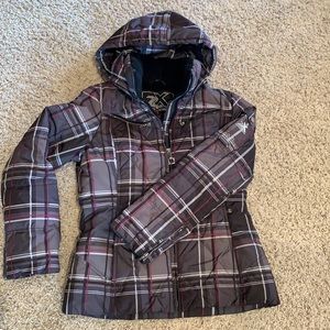 Women’s zeroxposur Ski coat grey plaid small